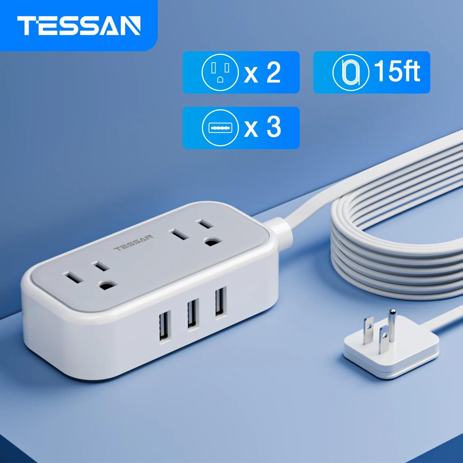 TESSAN ʹ ÷ US ÷ Ƽ, AC ܼƮ 2 , USB Ʈ 3 , Ƽ ܼƮ ͽٴ, 5 Ʈ, 10 Ʈ, 15 Ʈ ͽټ ̺